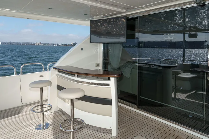 Slide: The Image of Luxurious 2011 Princess 95 Motor Yacht deck with bar and ocean view. - 35