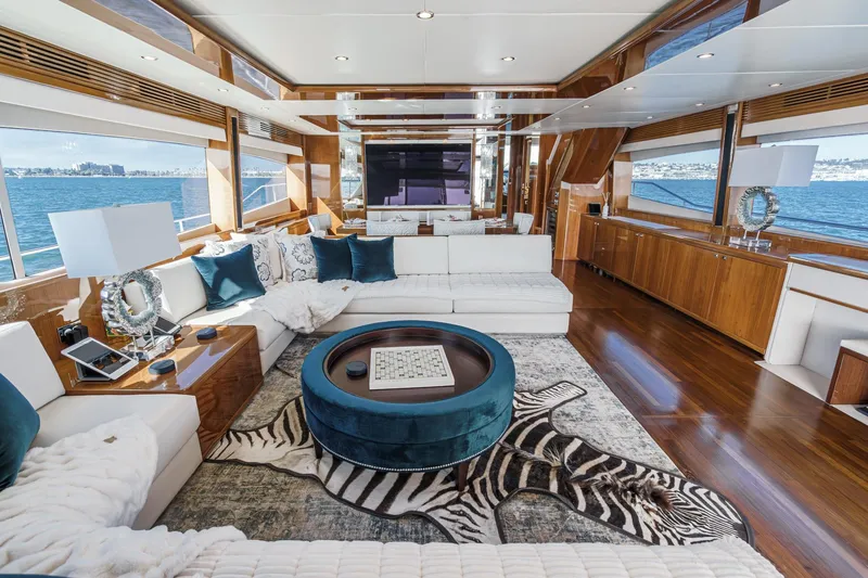 Slide: The Image of Luxurious interior of 2011 Princess 95 Motor Yacht with elegant furnishings and ocean view. - 37