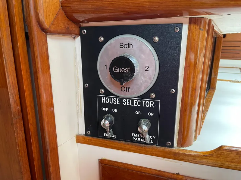 Slide: The Image of Control panel on 1985 Chuck Paine Intrepid 40 Center Cockpit sailboat. - 14