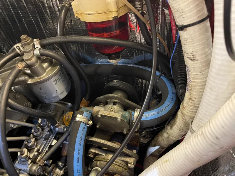 Slide: The Image of Engine compartment of a 1985 Chuck Paine Intrepid 40 Center Cockpit sailboat. - 20