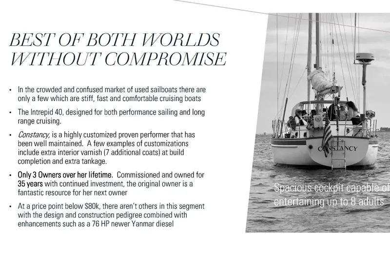 Slide: The Image of 1985 Chuck Paine Intrepid 40 sailboat, spacious cockpit, accommodates 8 adults, well-maintained, customized. - 57