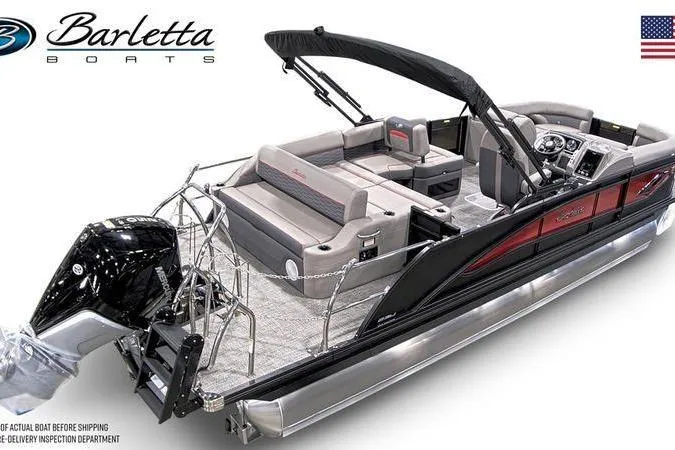 Slide: The Image of 2024 Barletta Corsa 23U pontoon boat with sleek design and luxurious seating. - 8