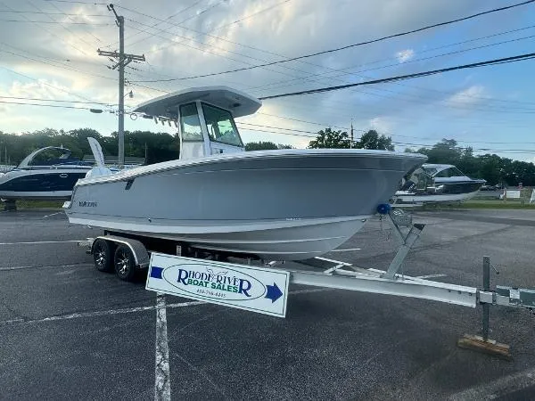 Slide: The Image of 2026 Blackfin 252 CC boat on trailer at Rhode River Boat Sales. - 8