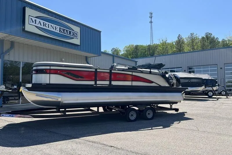 Slide: The Image of 2024 Barletta Corsa 23U pontoon boat at Marine Sales dealership. - 4