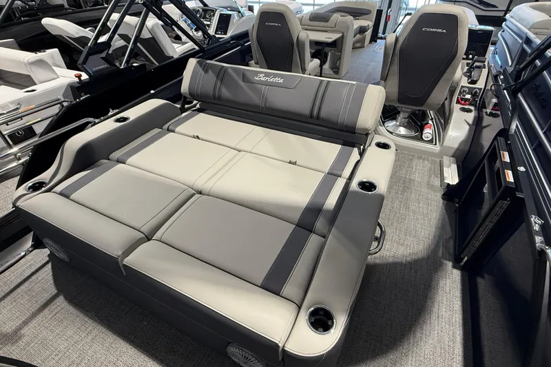 Slide: The Image of 2025 Barletta CORSA 25UC boat interior with luxurious seating and modern design. - 12