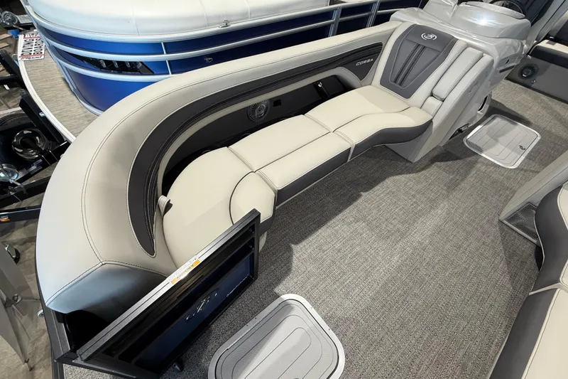 Slide: The Image of 2025 Barletta CORSA 25UC boat interior with luxurious seating and modern design. - 5