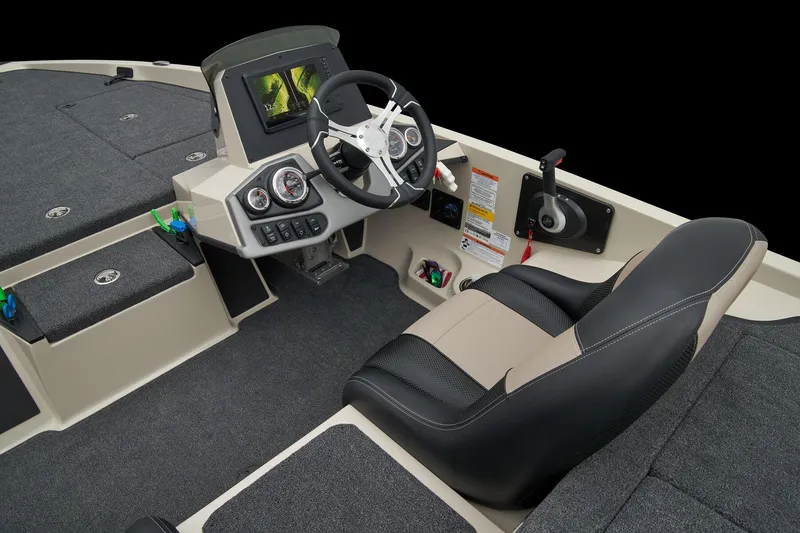 Slide: The Image of Manufacturer Provided Image: 2026 Ranger Z185 boat cockpit with steering wheel, dashboard, and seating. - 37