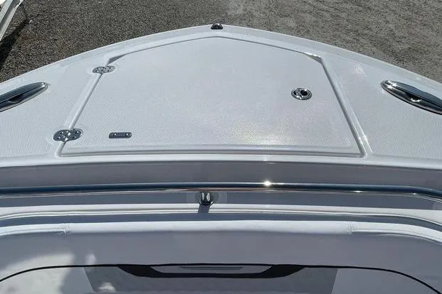 Slide: The Image of 2026 Blackfin 272 CC boat deck, featuring sleek design and stainless steel fittings. - 2