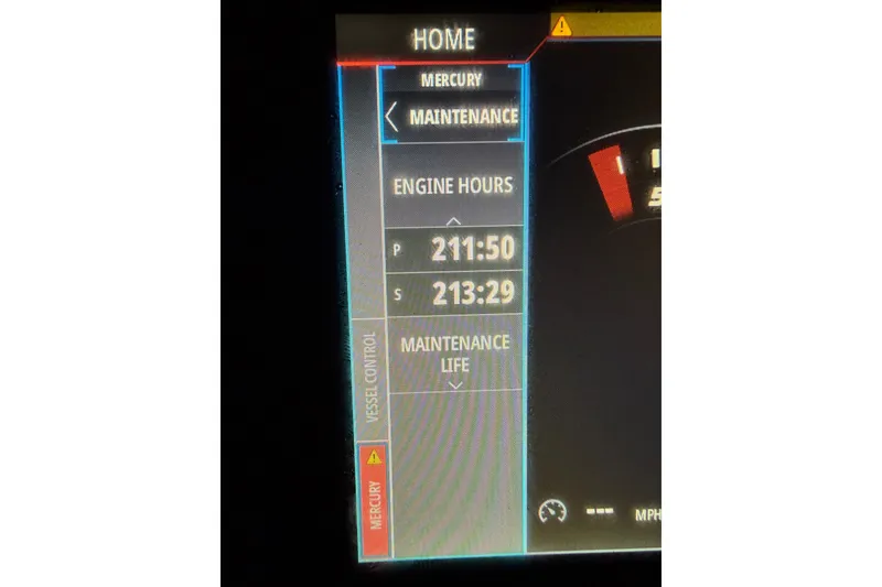 Slide: The Image of Display screen showing engine hours for 2018 Rinker EX 320 boat. - 11