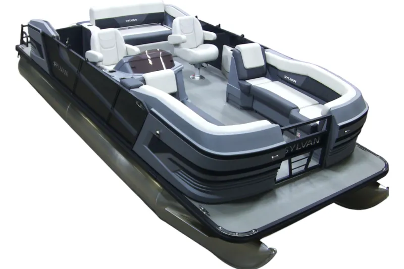 Slide: The Image of 2026 Sylvan R-22 CLZ DH pontoon boat with sleek design and comfortable seating. - 5