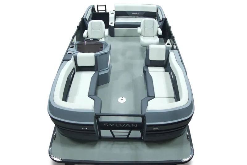 Slide: The Image of 2026 Sylvan R-22 CLZ DH pontoon boat with spacious seating and modern design. - 7