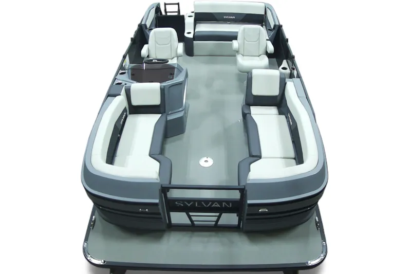 Slide: The Image of 2026 Sylvan R-22 CLZ DH pontoon boat with spacious seating and modern design. - 8