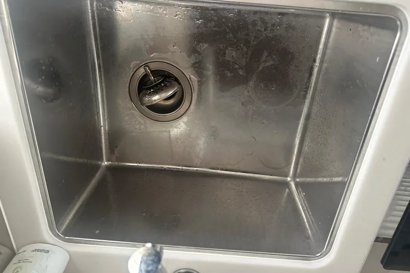 Slide: The Image of Stainless steel sink in a 2020 Prestige 460 yacht kitchen. - 22