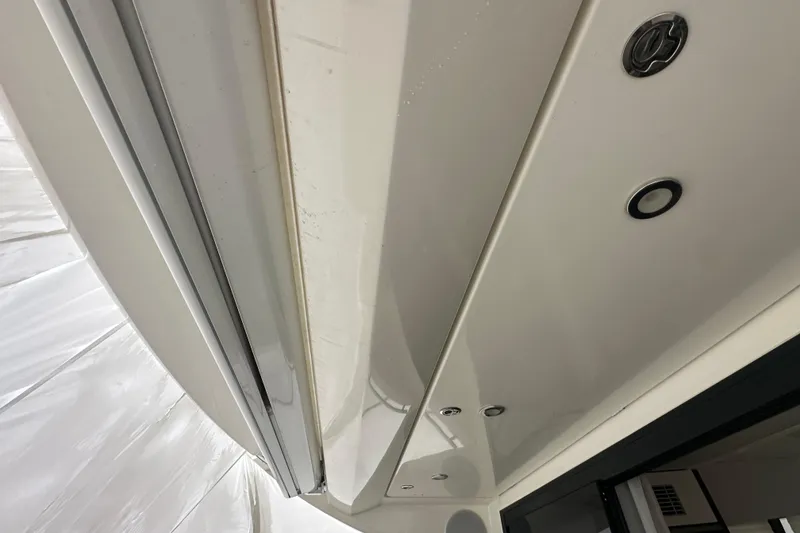 Slide: The Image of 2020 Prestige 460 yacht exterior detail with sleek design and modern fixtures. - 51