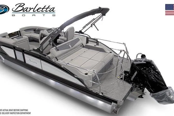 Slide: The Image of 2025 Barletta Cabrio 22UC pontoon boat with sleek design and modern features. - 3