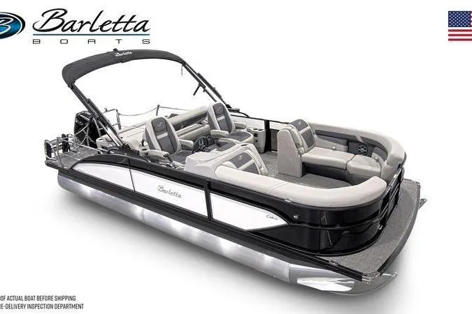 Slide: The Image of 2025 Barletta Cabrio 22UC pontoon boat with sleek design and comfortable seating. - 5