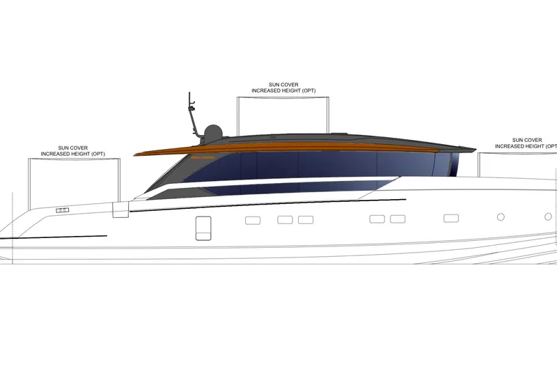 Slide: The Image of 2026 Sanlorenzo SP92 yacht design with optional increased height sun cover. - 21