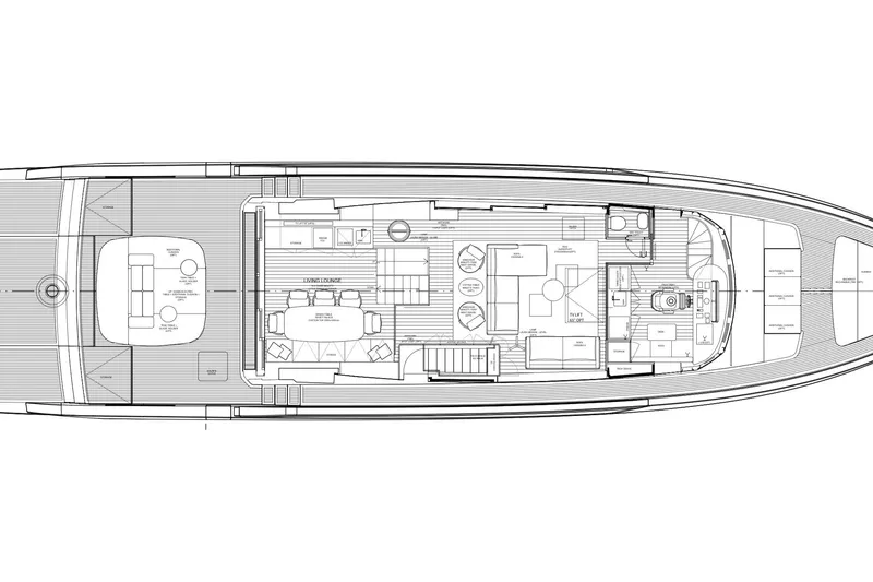 Slide: The Image of Deck layout of 2026 Sanlorenzo SP92 yacht, featuring lounge and dining areas. - 23