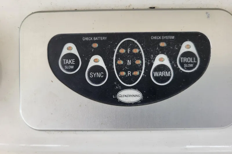 Slide: The Image of Control panel of a 1979 Bertram 38 Convertible boat with Glendinning system. - 23