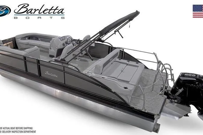 Slide: The Image of 2025 Barletta Aria 24UC pontoon boat with sleek design and modern features. - 21
