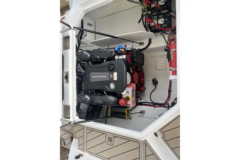 Slide: The Image of Engine compartment of 2025 Cobalt R8 boat featuring Volvo Penta engine. - 13