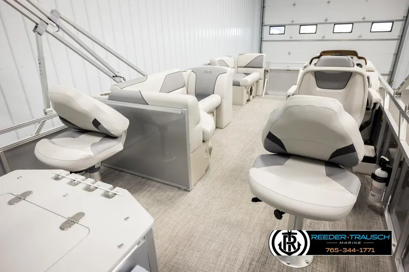 Slide: The Image of 2026 Avalon VEN RF boat interior with luxurious seating and modern design. - 24