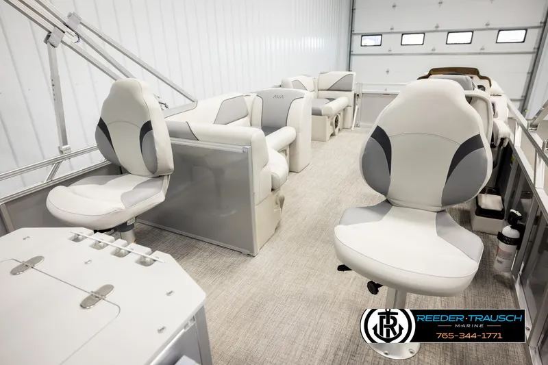 Slide: The Image of 2026 Avalon VEN RF boat interior with modern seating and sleek design. - 25