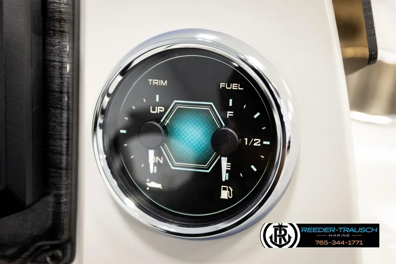 Slide: The Image of 2026 Avalon VEN RF dashboard gauge displaying trim and fuel levels. - 34