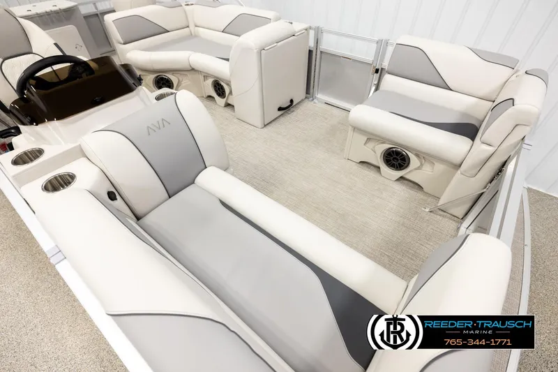 Slide: The Image of Luxurious 2026 Avalon VEN RF boat interior with plush seating and modern design. - 9