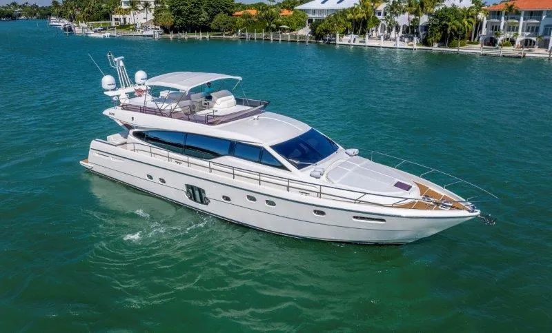 Slide: The Image of Luxurious 2011 Ferretti Yachts 660 cruising on serene blue waters. - 10