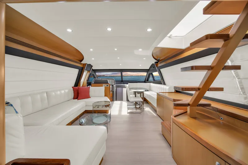 Slide: The Image of Luxurious interior of 2011 Ferretti Yachts 660 with modern design and elegant furnishings. - 16