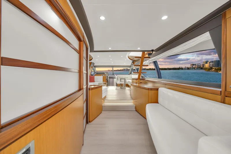 Slide: The Image of Luxurious interior of 2011 Ferretti Yachts 660 with waterfront view. - 17