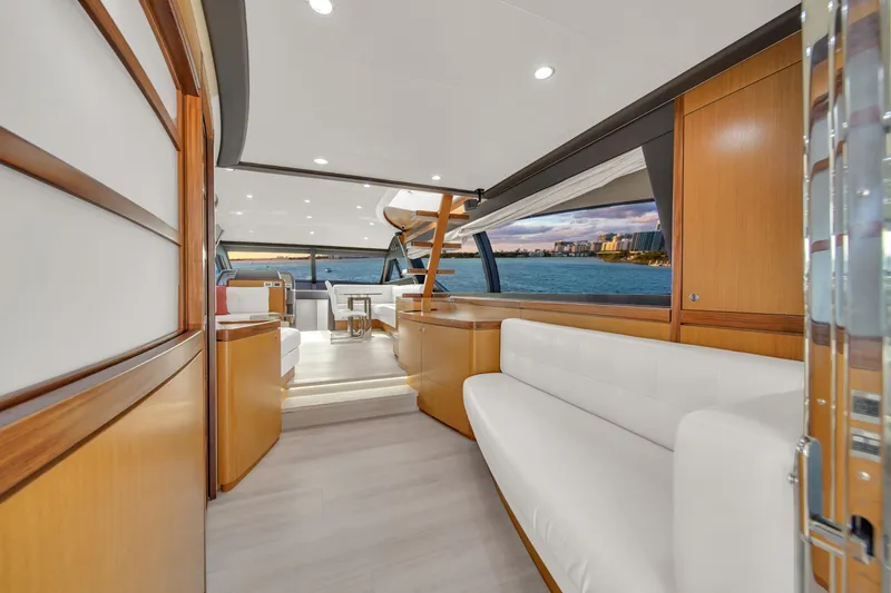 Slide: The Image of Luxurious interior of 2011 Ferretti Yachts 660 with modern design and waterfront view. - 20