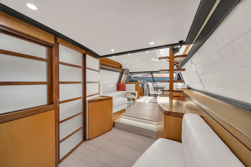 Slide: The Image of Luxurious interior of 2011 Ferretti Yachts 660 with modern design and elegant furnishings. - 23