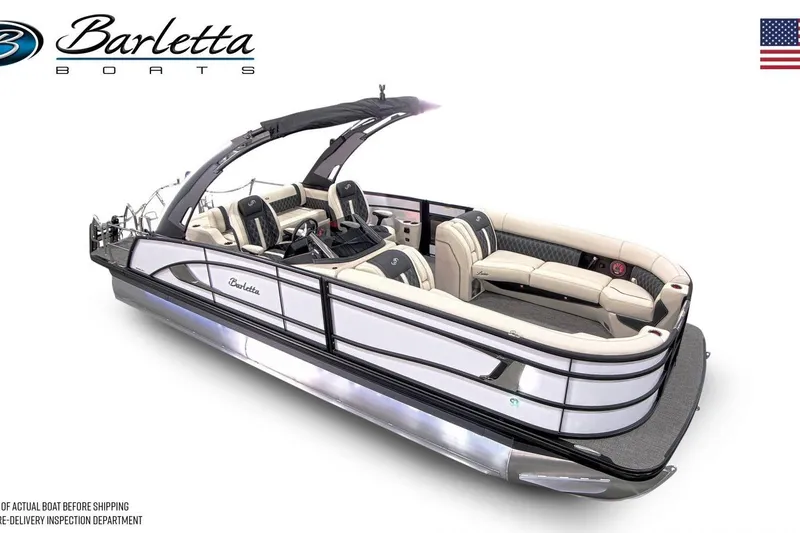 Slide: The Image of 2026 Barletta L25UCA pontoon boat with luxurious seating and sleek design. - 5