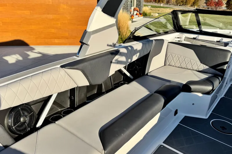 Slide: The Image of 2021 Tigé Z3 boat interior with stylish seating and modern design. - 15