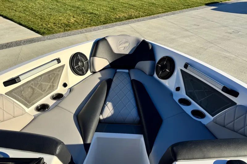 Slide: The Image of Interior of 2021 Tigé Z3 boat with stylish seating and speakers. - 20