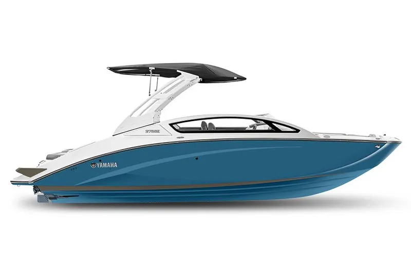 The Image of Manufacturer Provided Image: 2023 Yamaha Boats 275SE, sleek blue and white design, modern features, side view. - 0