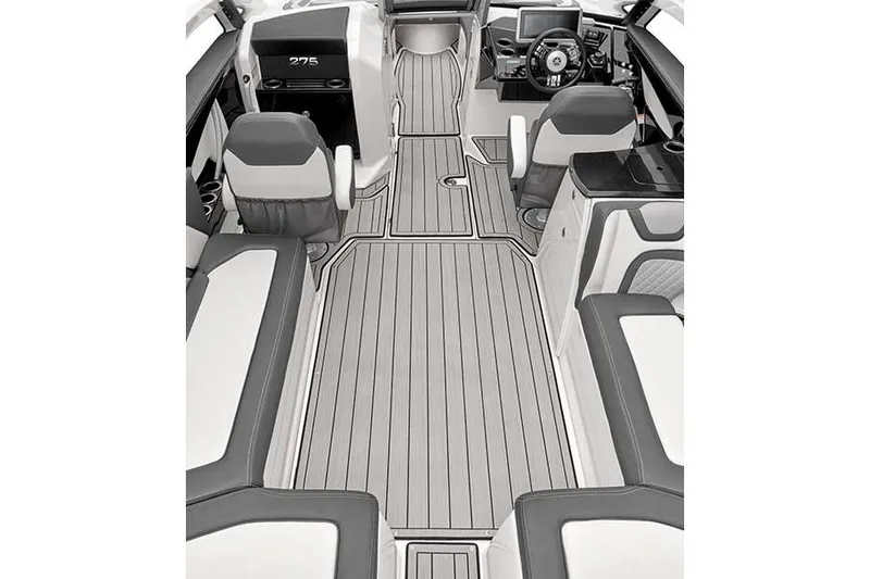 Slide: The Image of Manufacturer Provided Image: 2023 Yamaha Boats 275SE interior with sleek seating and modern dashboard design. - 4