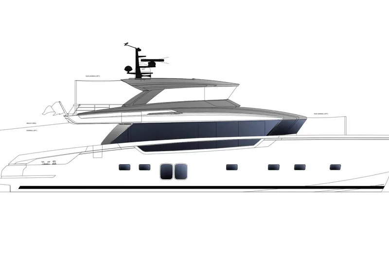 Slide: The Image of 2026 Sanlorenzo SX76 yacht design, sleek profile with modern features and spacious layout. - 22