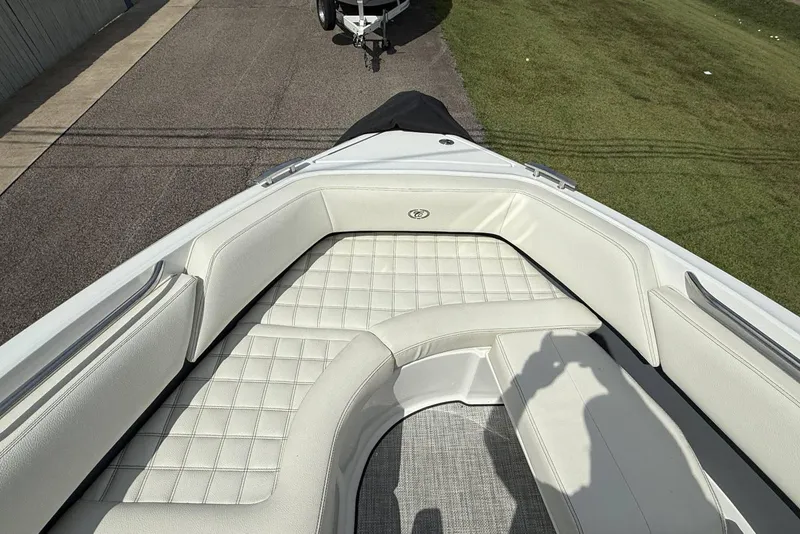 Slide: The Image of 2020 Cobalt R5 Surf boat with luxurious white seating and spacious deck. - 11