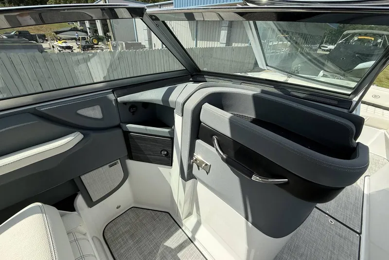 Slide: The Image of Interior of 2020 Cobalt R5 Surf boat, featuring sleek design and modern finishes. - 21