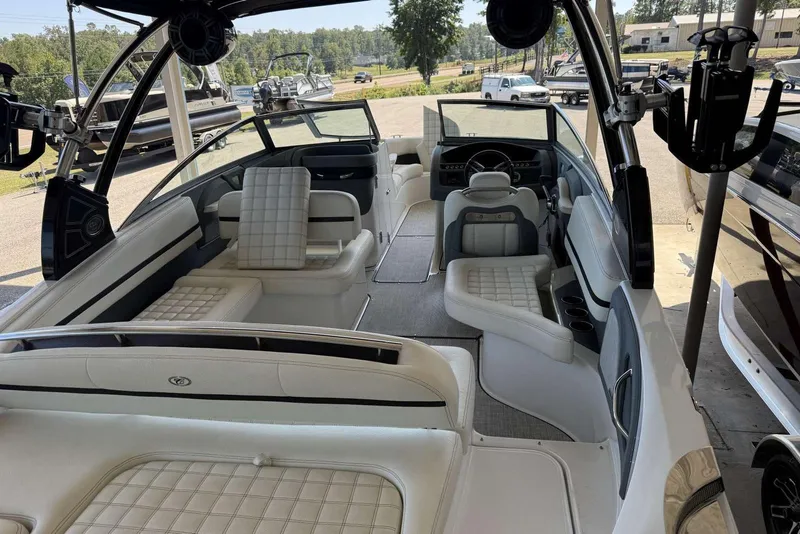 Slide: The Image of 2020 Cobalt R5 Surf boat interior with luxurious seating and modern design. - 33
