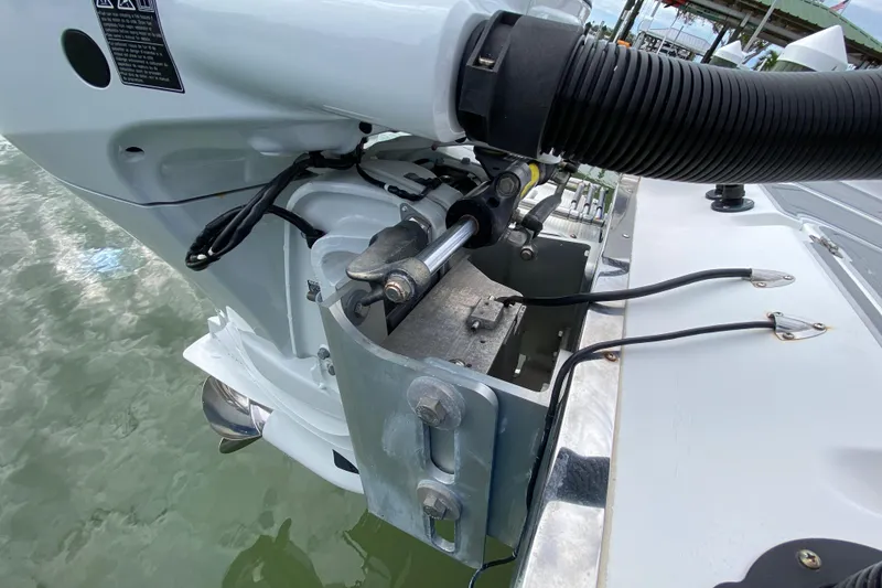 Slide: The Image of Close-up of a 2004 Palmetto 22 Excursion boat engine and mounting components. - 76