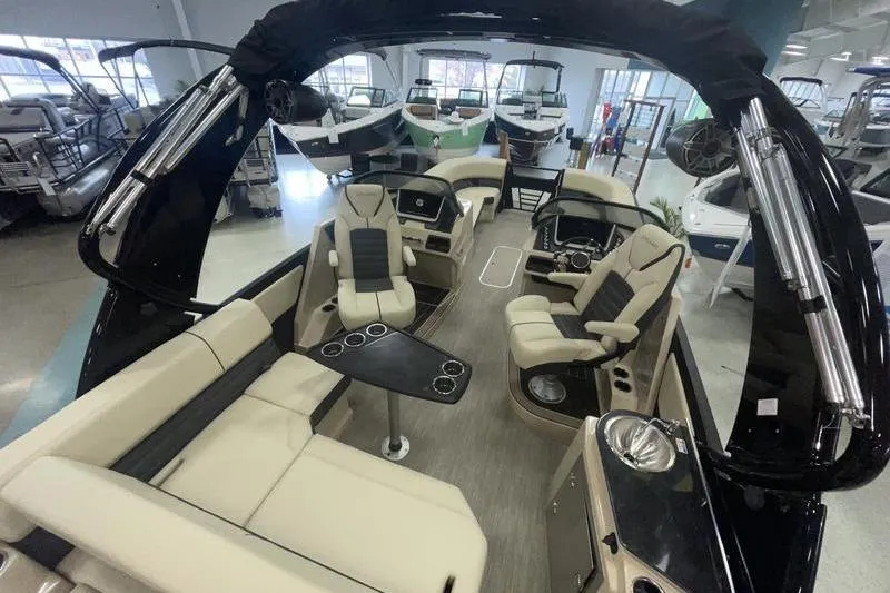 Slide: The Image of Luxurious 2024 Sylvan G5 CLZ DC boat interior with plush seating and modern amenities. - 15