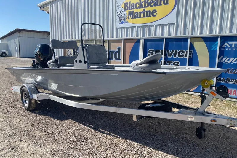 Slide: The Image of 2026 G3 Bay 19 GX boat on trailer at BlackBeard Marine dealership. - 10