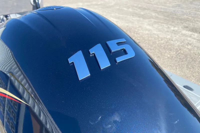 Slide: The Image of Blue G3 Bay 19 GX 2026 boat engine with "115" horsepower marking. - 13