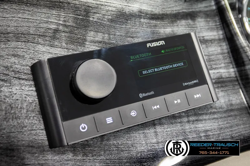 Slide: The Image of 2026 Avalon LSZ Vrl boat dashboard with Fusion Bluetooth audio system. - 33