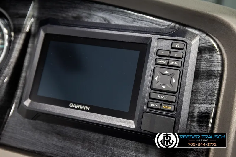 Slide: The Image of Garmin navigation system in 2026 Avalon LSZ Vrl boat dashboard, Reeder-Trausch Marine branding. - 35