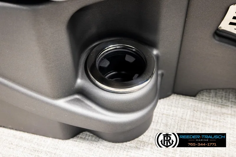 Slide: The Image of Cup holder in 2026 Avalon LSZ Vrl boat interior, Reeder-Trausch Marine branding. - 43